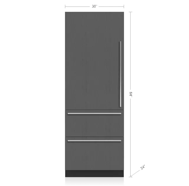 Sub-Zero DET3050CIIDL 30" Designer Over-And-Under Refrigerator/Freezer With Ice Maker And Internal Dispenser - Panel Ready