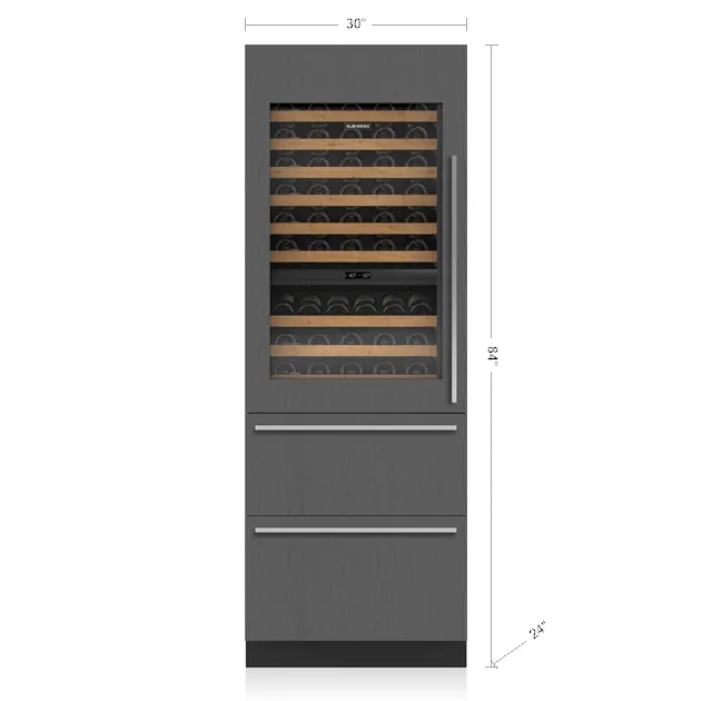 Sub-Zero DET3050WRAR 30" Designer Wine Storage With Refrigerator Drawers - Panel Ready
