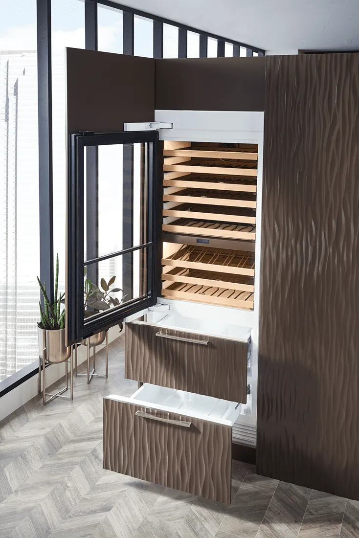 Sub-Zero IW30RARH 30" Designer Wine Storage With Refrigerator Drawers - Panel Ready
