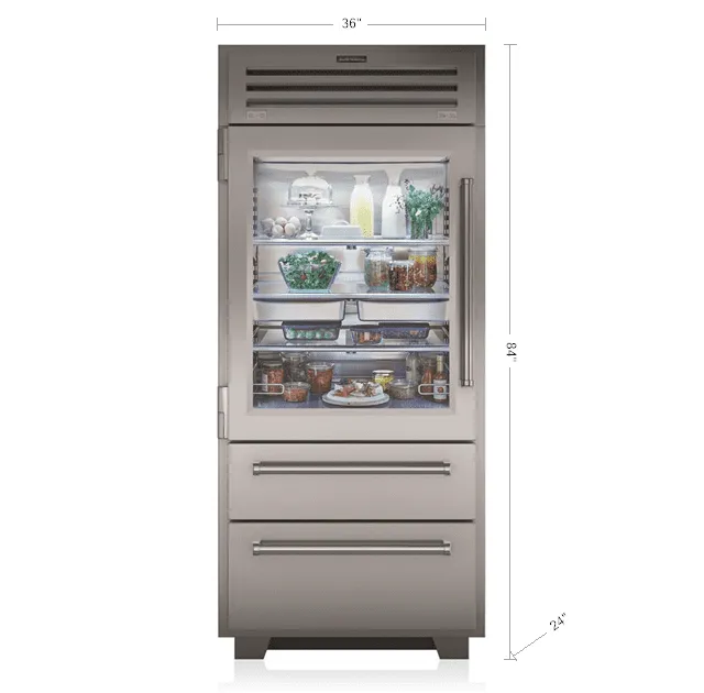 Sub-Zero PRO3650GRH 36" Pro Refrigerator/Freezer With Glass Door
