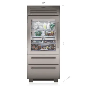 Sub-Zero PRO3650GRH 36" Pro Refrigerator/Freezer With Glass Door