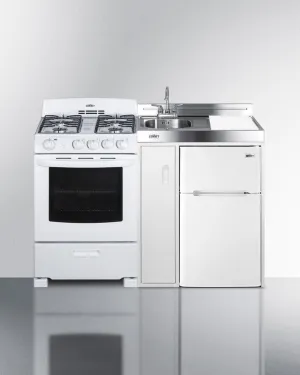 Summit ACK54GASW 54" Wide All-In-One Kitchenette With Gas Range