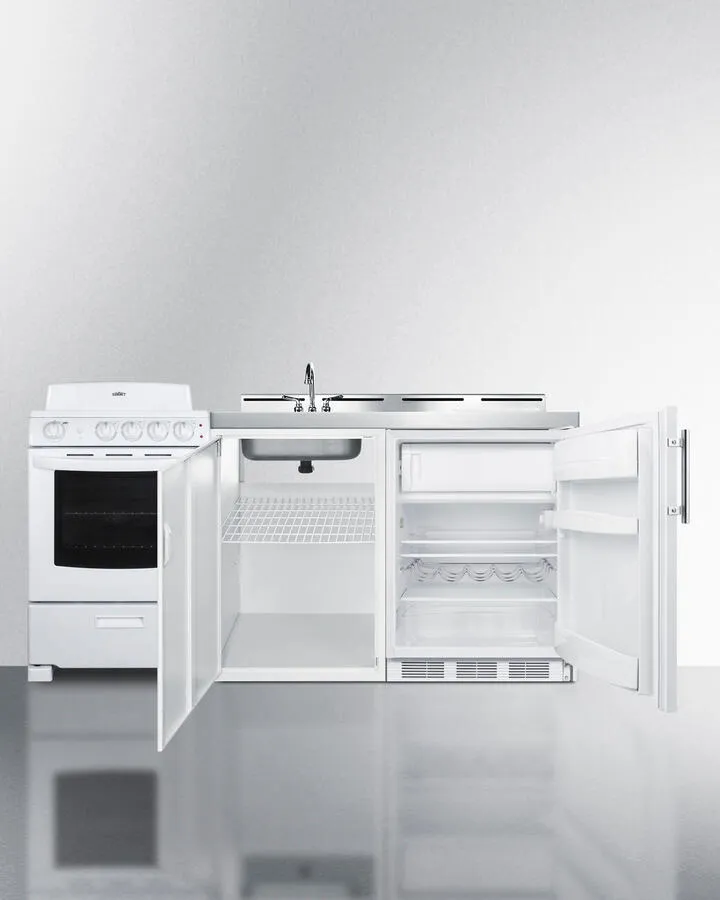 Summit ACK72COILW 72" Wide All-In-One Kitchenette With Electric Coil Range