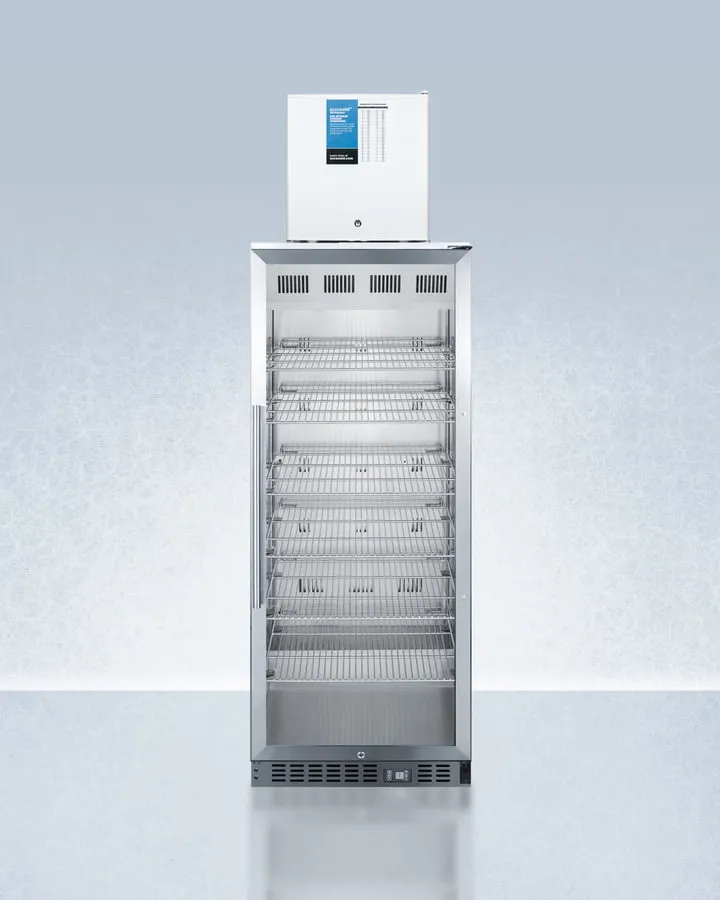 Summit ACR1151FS24LSTACKPRO Compact Manual Defrost Fs24Lpro All-Freezer Stacked With 11 Cu.Ft. Pharmaceutical Refrigerator Acr1151Pro, Both With Factory-Installed Probe Holes