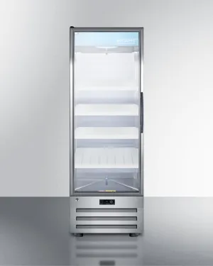 Summit ACR1415LH 14 Cu.Ft. Pharmaceutical All-Refrigerator With A Glass Door, Lock, Digital Thermostat, And A Stainless Steel Interior And Exterior Cabinet