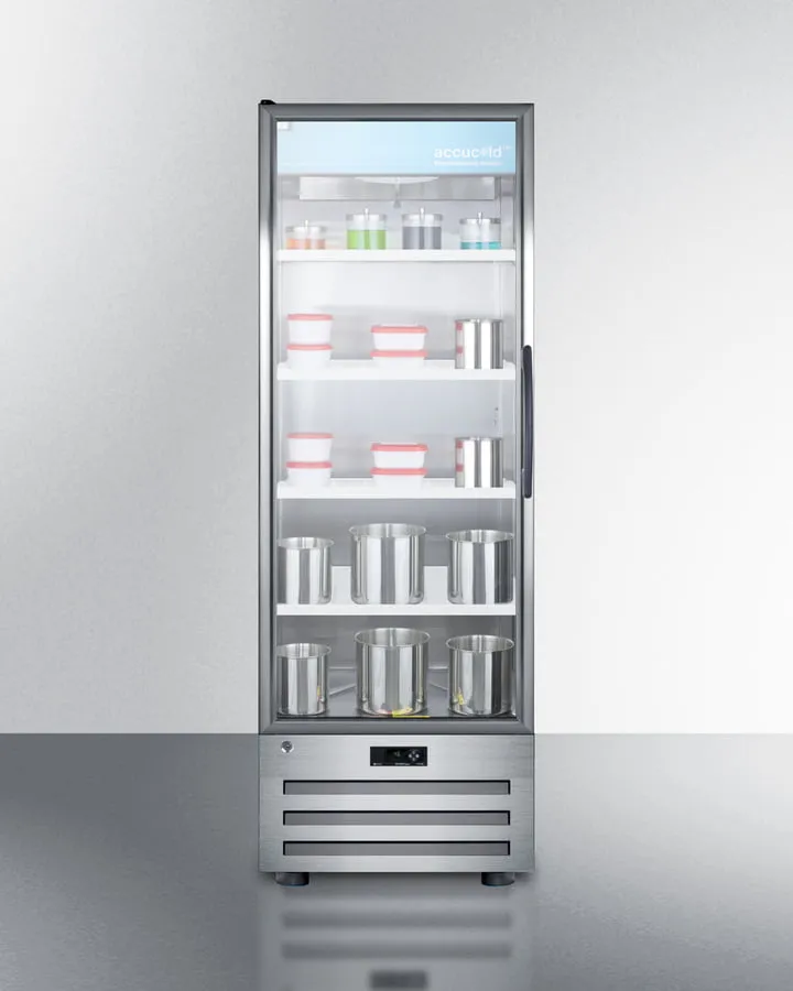 Summit ACR1415LH 14 Cu.Ft. Pharmaceutical All-Refrigerator With A Glass Door, Lock, Digital Thermostat, And A Stainless Steel Interior And Exterior Cabinet