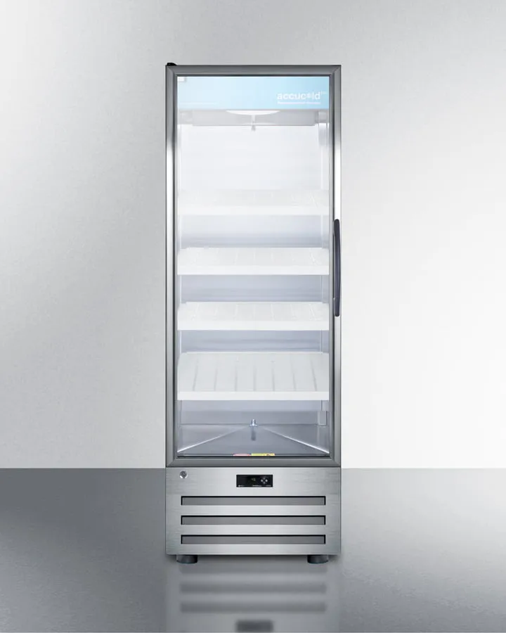 Summit ACR1415LH 14 Cu.Ft. Pharmaceutical All-Refrigerator With A Glass Door, Lock, Digital Thermostat, And A Stainless Steel Interior And Exterior Cabinet