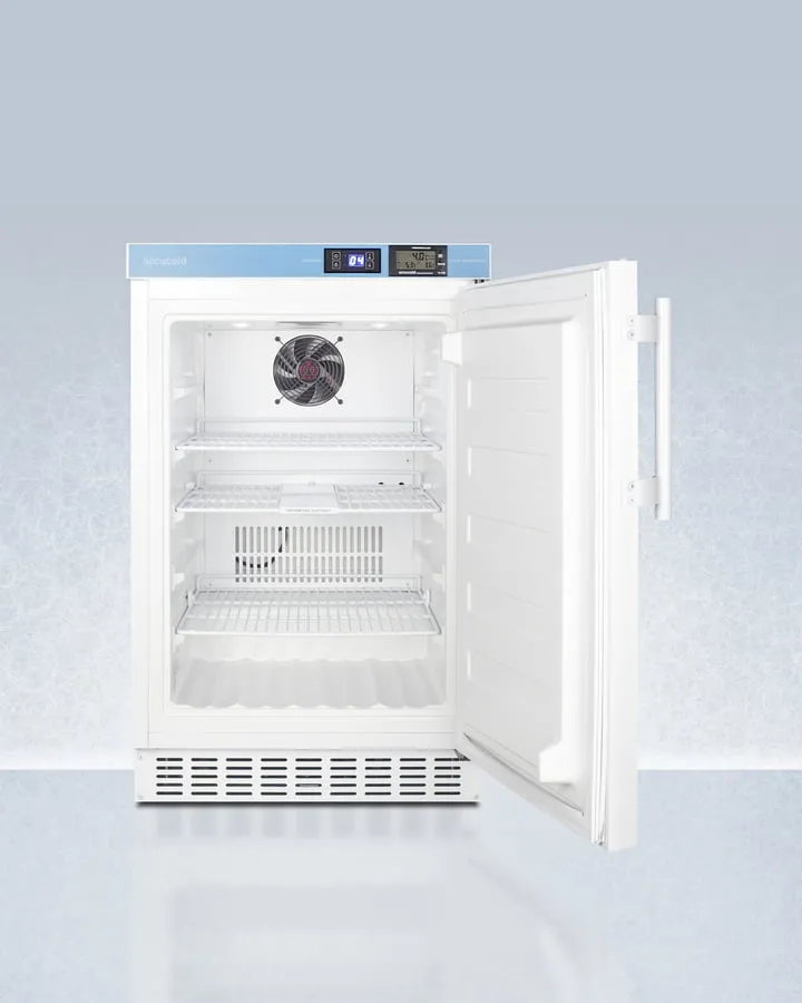 Summit ACR45L Pharmacy Series Ada Compliant 20" Wide Built-In Undercounter All-Refrigerator For Vaccine Storage, Frost-Free With An Internal Fan, External Digital Controls And Thermometer, And Lock