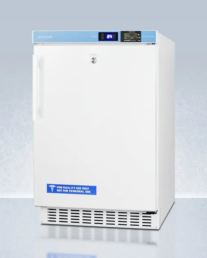 Summit ACR45L Pharmacy Series Ada Compliant 20" Wide Built-In Undercounter All-Refrigerator For Vaccine Storage, Frost-Free With An Internal Fan, External Digital Controls And Thermometer, And Lock
