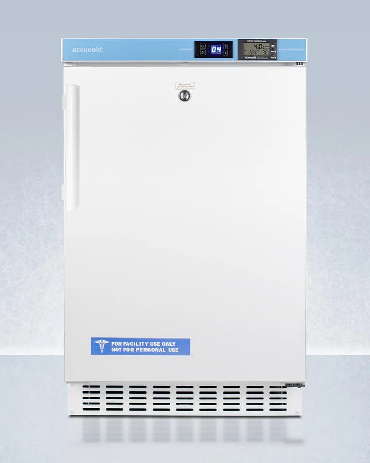 Summit ACR45LCAL Pharmacy Series Ada Compliant 20" Wide Built-In Undercounter All-Refrigerator For Vaccine Storage, Frost-Free With An Internal Fan, External Digital Controls And Nist Calibrated Thermometer, And Lock