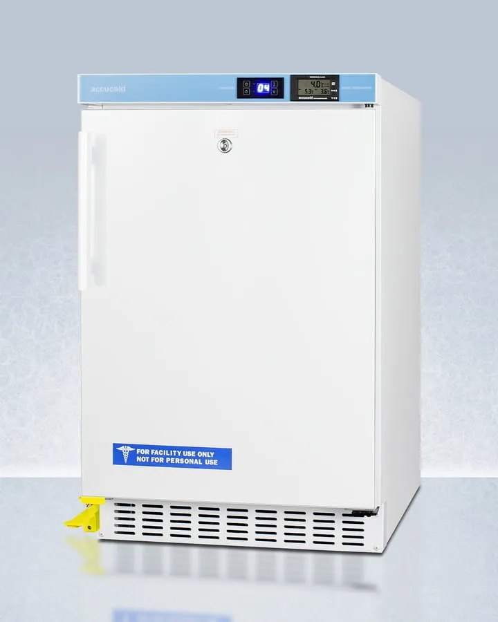 Summit ACR45LSTO Pharmacy Series Ada Compliant 20" Wide Built-In Undercounter All-Refrigerator For Vaccine Storage, Frost-Free With Step-To-Open Door Pedal, Internal Fan, External Digital Controls And Thermometer, And Lock