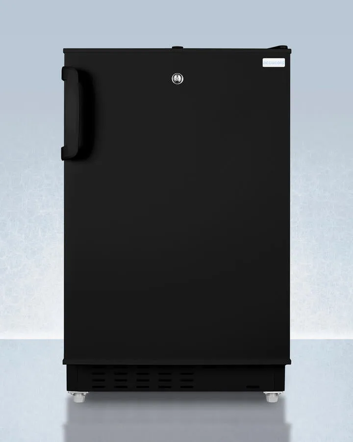Summit ADA302BRFZ Built-In Undercounter, Ada Compliant Refrigerator-Freezer In Black, Designed For General Purpose Storage, Manual Defrost With Glass Shelves, Front Lock, And Door Storage