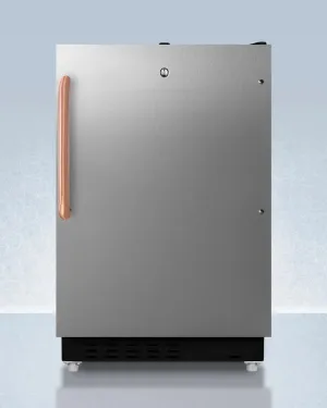 Summit ADA302BRFZSSTBC Built-In Undercounter, Ada Compliant Refrigerator-Freezer Designed For General Purpose Storage, With A Stainless Steel Door, Pure Copper Towel Bar Handle, Manual Defrost Operation, And Front Lock