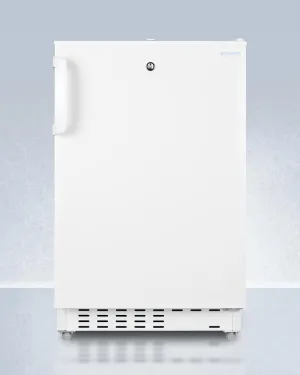 Summit ADA302RFZ Built-In Undercounter, Ada Compliant Refrigerator-Freezer In White, Designed For General Purpose Storage, Manual Defrost With Glass Shelves, Front Lock, And Door Storage