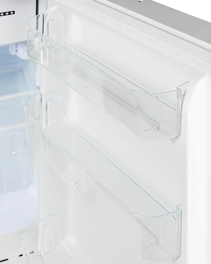 Summit ADA302RFZTBC Built-In Undercounter, Ada Compliant Refrigerator-Freezer In White, Designed For General Purpose Storage, With Pure Copper Towel Bar Handle, Manual Defrost With Glass Shelves, Front Lock, And Door Storage