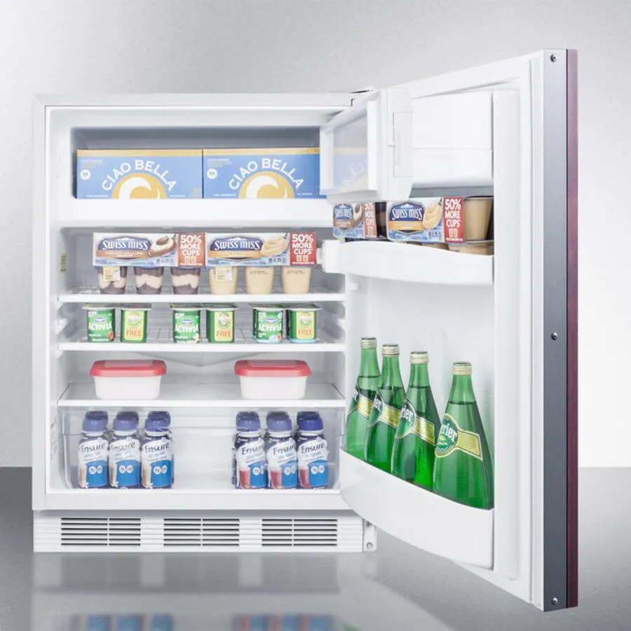 Summit AL650BIIF Built-In Undercounter Ada Compliant Refrigerator-Freezer For General Purpose Use, Cycle Defrost W/Dual Evaporator Cooling, Panel-Ready Door, And White Cabinet