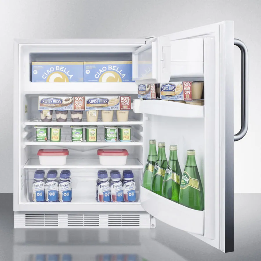 Summit AL650CSS Built-In Undercounter Ada Compliant Refrigerator-Freezer For General Purpose Use, W/Dual Evaporator Cooling, Cycle Defrost, And Fully Wrapped Ss Exterior