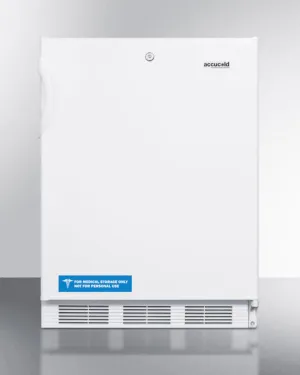Summit AL650LBI Built-In Undercounter Ada Compliant Refrigerator-Freezer For General Purpose Use, With Dual Evaporator Cooling, Cycle Defrost, Lock, And White Exterior