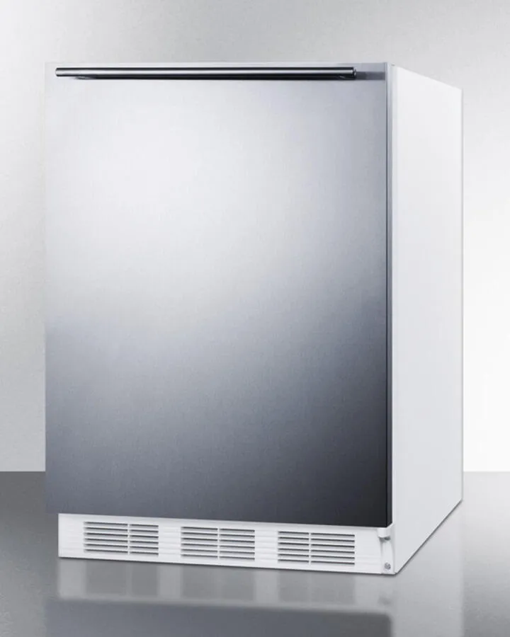 Summit AL750BISSHH Ada Compliant Built-In Undercounter All-Refrigerator For General Purpose Use, Auto Defrost W/Ss Wrapped Door, Horizontal Handle, And White Cabinet