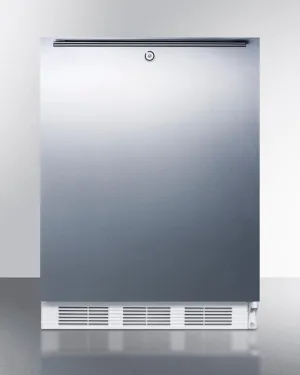 Summit AL750LBISSHH Ada Compliant Built-In Undercounter All-Refrigerator For General Purpose Use, Auto Defrost W/Lock, Ss Wrapped Door, Horizontal Handle, And White Cabinet