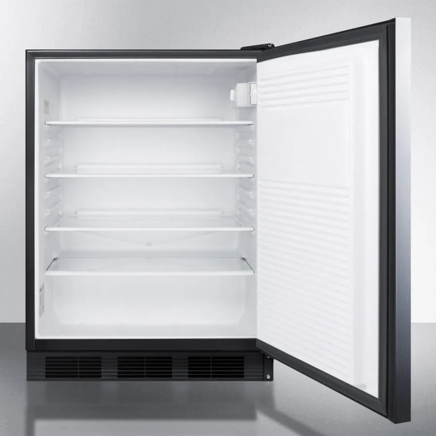 Summit AL752BBISSHH Ada Compliant Built-In Undercounter All-Refrigerator For General Purpose Use, Auto Defrost W/Ss Wrapped Door, Horizontal Handle, And Black Cabinet