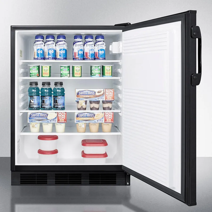 Summit AL752BK Ada Compliant All-Refrigerator For Freestanding General Purpose Use, With Flat Door Liner, Auto Defrost Operation And Black Exterior