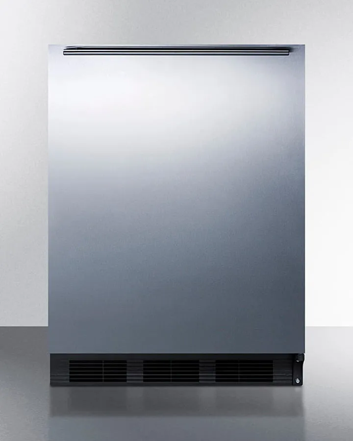 Summit AL752BKBISSHH Ada Compliant Built-In Undercounter All-Refrigerator For General Purpose Use, Auto Defrost W/Ss Wrapped Door, Horizontal Handle, And Black Cabinet
