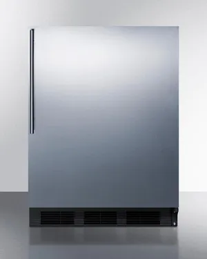 Summit AL752BKSSHV Ada Compliant All-Refrigerator For Freestanding General Purpose Use, Auto Defrost W/Ss Door, Thin Handle, And Black Cabinet