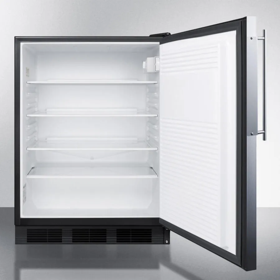 Summit AL752LBLBIFR Ada Compliant Built-In Undercounter All-Refrigerator For General Purpose Use, Auto Defrost W/Ss Door Frame For Panel Inserts, Lock, And Black Cabinet