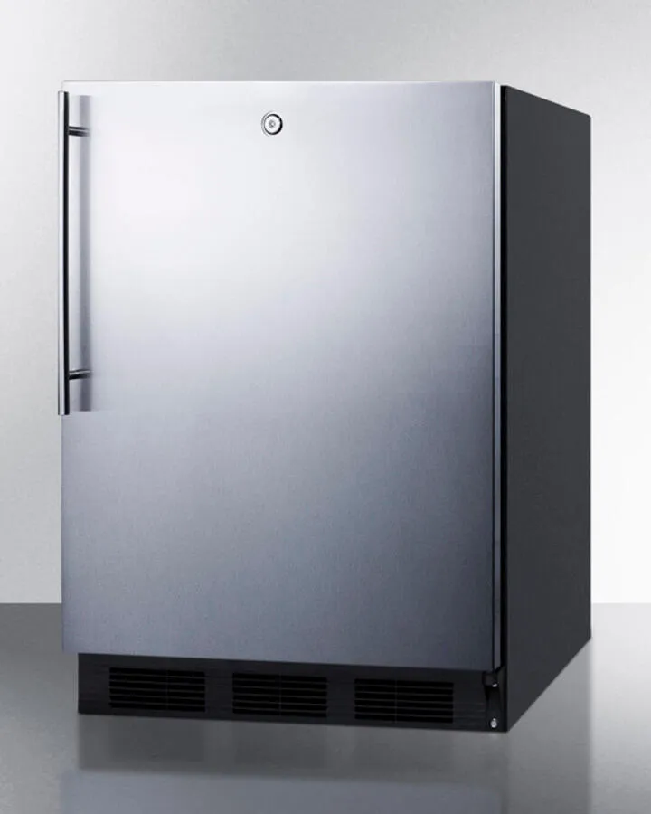 Summit AL752LBLBISSHV Ada Compliant Built-In Undercounter All-Refrigerator For General Purpose Use, Auto Defrost W/Ss Wrapped Door, Thin Handle, Lock, And Black Cabinet