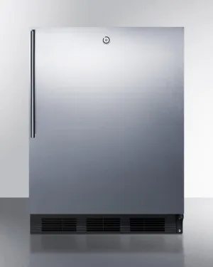 Summit AL752LBLSSHV Ada Compliant All-Refrigerator For Freestanding General Purpose Use, Auto Defrost W/Ss Door, Thin Handle, Lock, And Black Cabinet