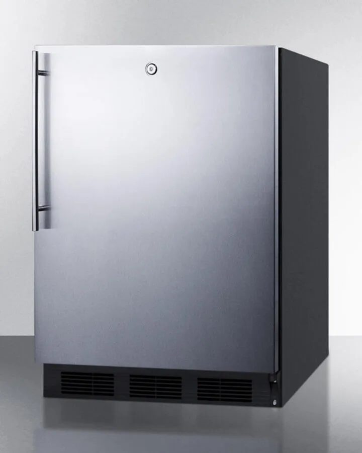 Summit AL752LBLSSHV Ada Compliant All-Refrigerator For Freestanding General Purpose Use, Auto Defrost W/Ss Door, Thin Handle, Lock, And Black Cabinet