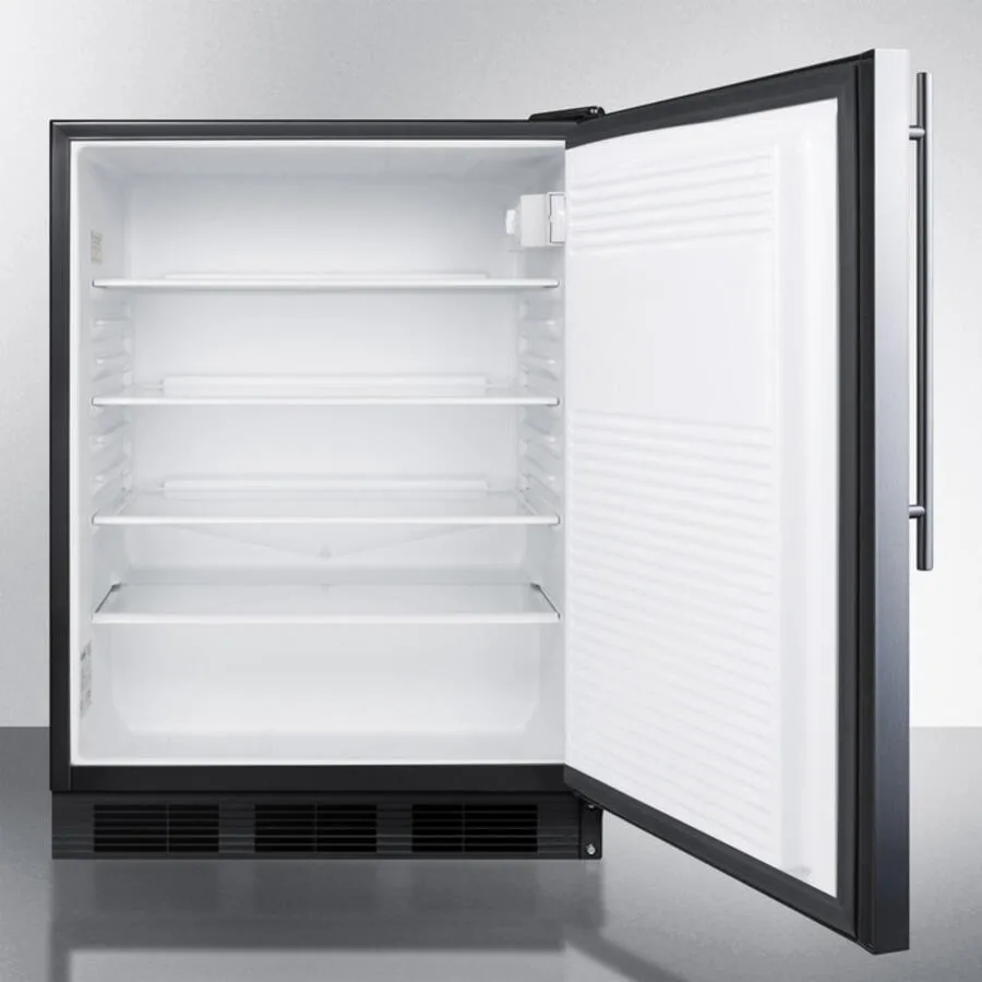 Summit AL752LBLSSHV Ada Compliant All-Refrigerator For Freestanding General Purpose Use, Auto Defrost W/Ss Door, Thin Handle, Lock, And Black Cabinet