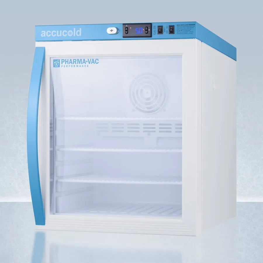 Summit ARG1PV Performance Series Pharma-Vac 1 Cu.Ft. Countertop Glass Door Commercial All-Refrigerator For The Display And Refrigeration Of Vaccines