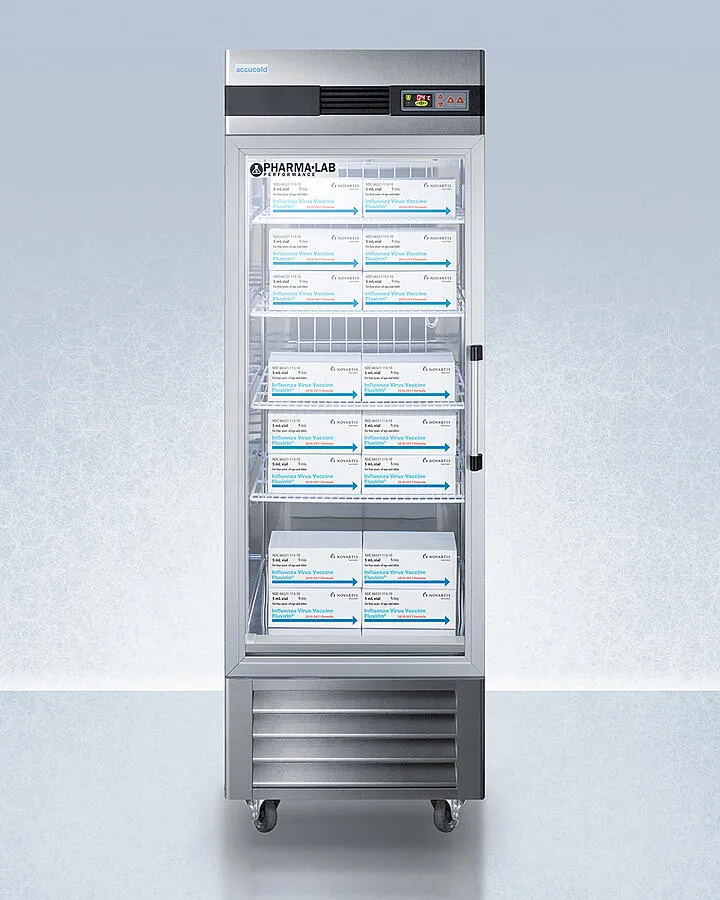 Summit ARG23MLLH Performance Series Pharma-Lab 23 Cu.Ft. All-Refrigerator In Stainless Steel With Glass Door And Left Hand Door Swing
