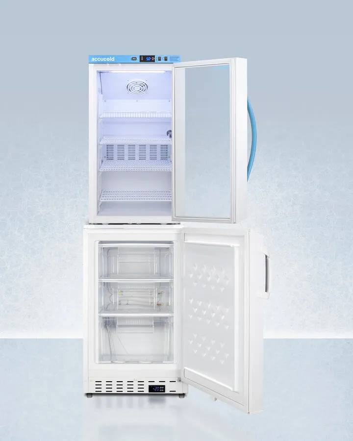 Summit ARG3PVADA305AFSTACK Stacked Combination Of Arg3Pv Automatic Defrost Vaccine Refrigerator With Antimicrobial Silver-Ion Handle And Ada305Af Manual Defrost Vaccine Freezer, Both With Hospital Grade Cords With 'Green Dot' Plugs