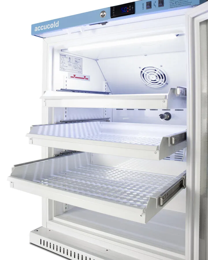 Summit ARG6PVDR Performance Series Pharma-Vac 6 Cu.Ft. Freestanding, Ada Height All-Refrigerator For Vaccines Storage With Three Removable Ventilated Drawers, Antimicrobial Silver Ion Handle, And Hospital Grade Cord With 'Green Dot' Plug