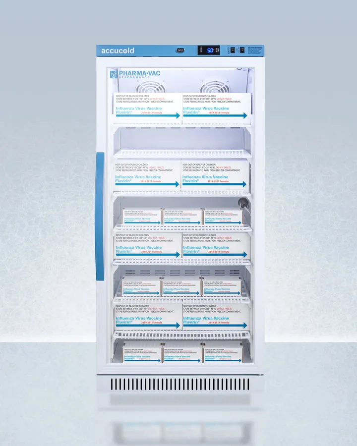 Summit ARG8PV Performance Series Pharma-Vac 8 Cu.Ft. Upright Glass Door Commercial All-Refrigerator For The Display And Refrigeration Of Vaccines