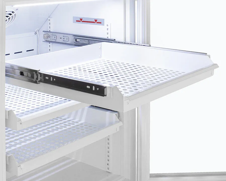 Summit ARG8PVDR Performance Series Pharma-Vac 8 Cu.Ft. Upright Glass Door All-Refrigerator For Vaccine Storage With Four Ventilated Removable Drawers, Antimicrobial Silver-Ion Handle, And Hospital Grade Cord With 'Green Dot' Plug