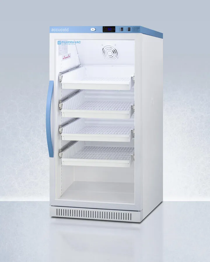 Summit ARG8PVDR Performance Series Pharma-Vac 8 Cu.Ft. Upright Glass Door All-Refrigerator For Vaccine Storage With Four Ventilated Removable Drawers, Antimicrobial Silver-Ion Handle, And Hospital Grade Cord With 'Green Dot' Plug