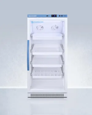 Summit ARG8PVDR Performance Series Pharma-Vac 8 Cu.Ft. Upright Glass Door All-Refrigerator For Vaccine Storage With Four Ventilated Removable Drawers, Antimicrobial Silver-Ion Handle, And Hospital Grade Cord With 'Green Dot' Plug
