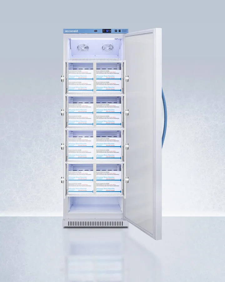 Summit ARS15PVLOCKER Performance Series Pharma-Vac 15 Cu.Ft. Upright All-Refrigerator For Vaccine Storage With 8 Interior Locking Compartments, With Antimicrobial Silver-Ion Handle And Hospital Grade Cord With 'Green Dot' Plug