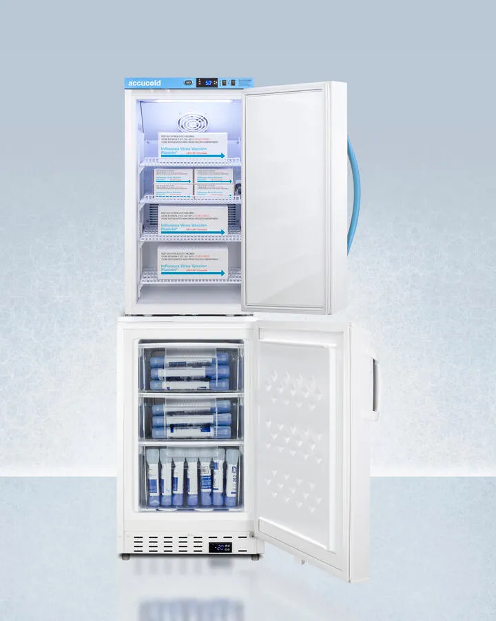 Summit ARS3PVADA305AFSTACK Stacked Combination Of Ars3Pv Automatic Defrost Vaccine Refrigerator With Antimicrobial Silver-Ion Handle And Ada305Af Manual Defrost Vaccine Freezer, Both With Hospital Grade Cords With 'Green Dot' Plugs