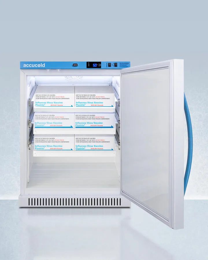 Summit ARS6PVDR Performance Series Pharma-Vac 6 Cu.Ft. Freestanding Ada Height All-Refrigerator For Vaccine Storage With Three Removable Ventilated Drawers, Antimicrobial Silver-Ion Handle, And Hospital Grade Cord With 'Green Dot' Plug