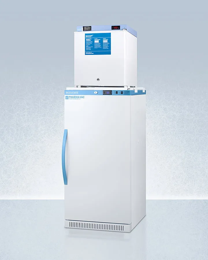 Summit ARS8PVFS24LSTACKMED2 Stacked Combination Of Ars8Pv All-Refrigerator With Antimicrobial Silver-Ion Handle And Hospital Grade Cord With 'Green Dot' Plug And Fs24Lmed2 Compact Manual Defrost All-Freezer For Vaccine Storage