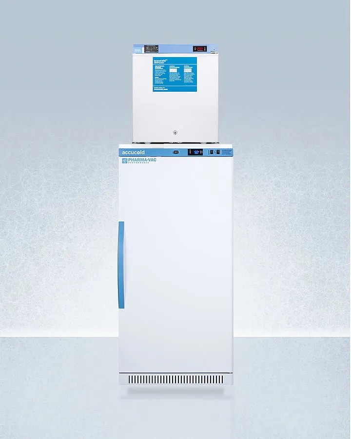 Summit ARS8PVFS24LSTACKMED2 Stacked Combination Of Ars8Pv All-Refrigerator With Antimicrobial Silver-Ion Handle And Hospital Grade Cord With 'Green Dot' Plug And Fs24Lmed2 Compact Manual Defrost All-Freezer For Vaccine Storage
