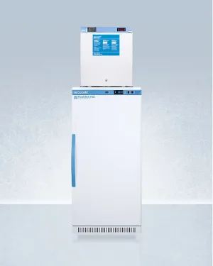 Summit ARS8PVFS24LSTACKMED2 Stacked Combination Of Ars8Pv All-Refrigerator With Antimicrobial Silver-Ion Handle And Hospital Grade Cord With 'Green Dot' Plug And Fs24Lmed2 Compact Manual Defrost All-Freezer For Vaccine Storage