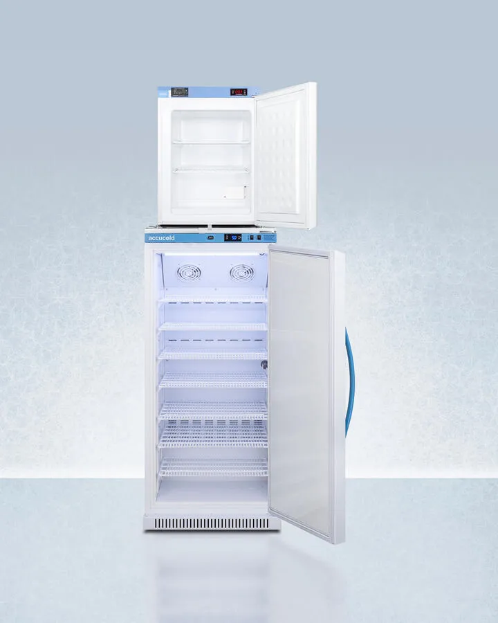 Summit ARS8PVFS30LSTACKMED2 Stacked Combination Of Ars8Pv All-Refrigerator With Antimicrobial Silver-Ion Handle And Hospital Grade Cord With 'Green Dot' Plug And Fs30Lmed2 Compact Manual Defrost All-Freezer For Vaccine Storage