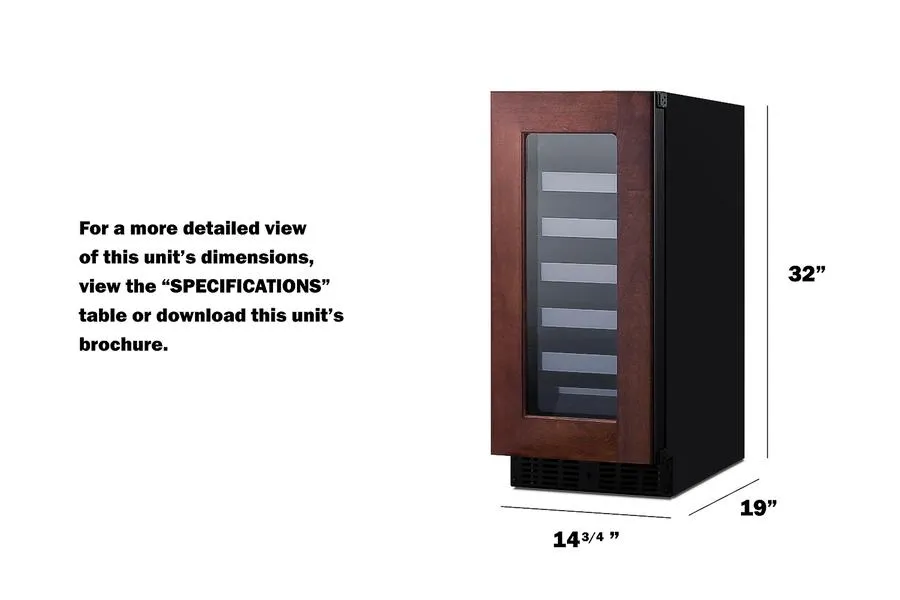 Summit ASDW1522PNR 15" Wide Built-In Wine Cellar, Ada Compliant (Panel Not Included)
