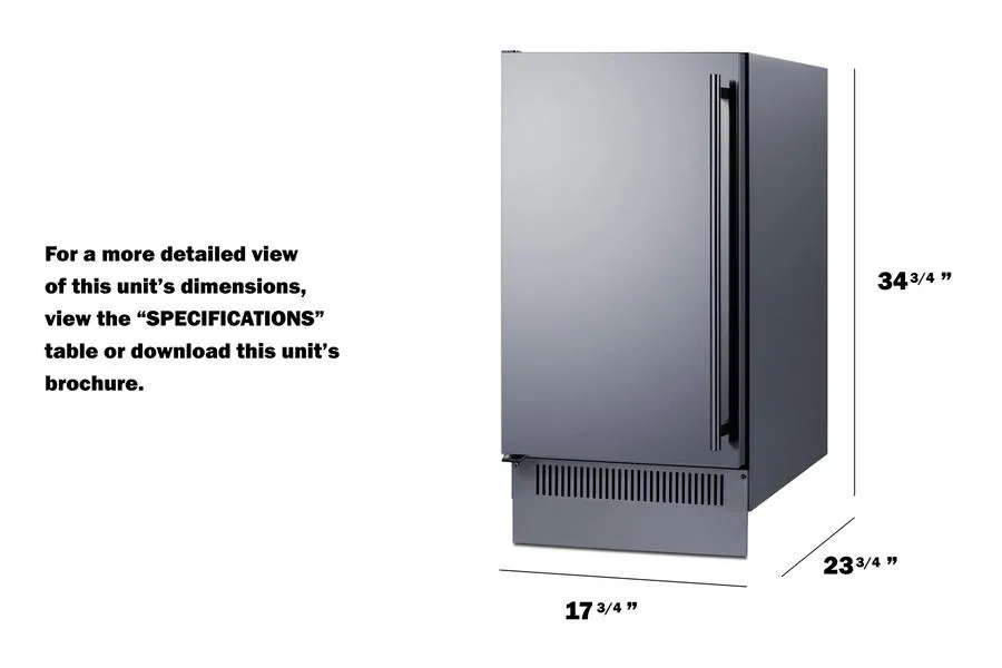 Summit BIM182LHD 18" Wide Clear Icemaker
